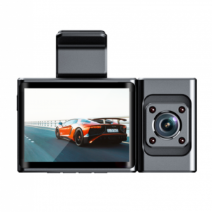 داش كام 3 عدسات 4K تسجيل مستمر 24 ساعة - تغطية كاملة للسيارة - أسود